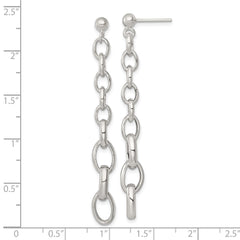Sterling Silver Polished Graduated Cable Link Post Dangle Earrings