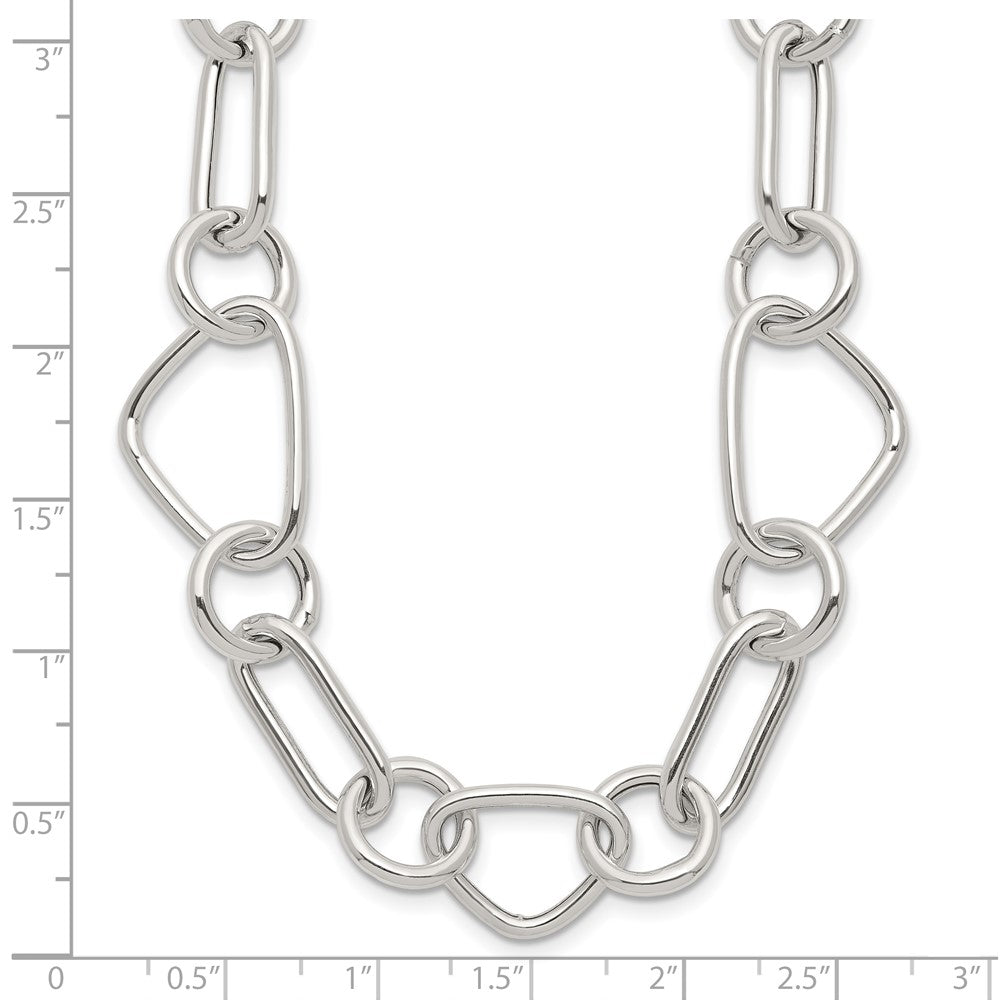 Sterling Silver Polished 17.5in Fancy Link Necklace