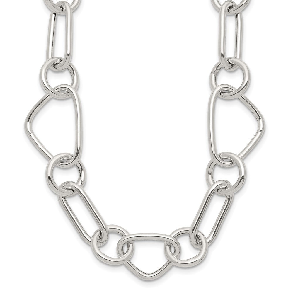 Sterling Silver Polished 17.5in Fancy Link Necklace