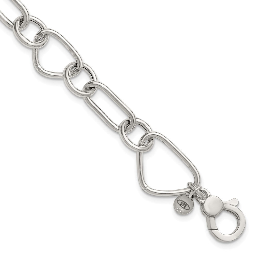 Sterling Silver Polished w/1in Ext Fancy Link Bracelet