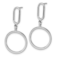 Sterling Silver Rhodium-plated Polished Circle Post Dangle Earrings - 2