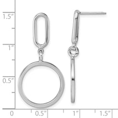 Sterling Silver Rhodium-plated Polished Circle Post Dangle Earrings - 2