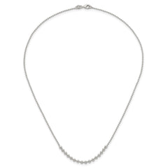 Sterling Silver Polished Center Beaded 18 Inch Necklace
