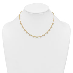 Sterling Silver Gold-tone Polished Pave CZ Hearts 16 Inch with 2 Inch Extension Necklace