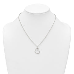 Sterling Silver Polished and Twisted Heart 18 Inch Cable Chain Necklace
