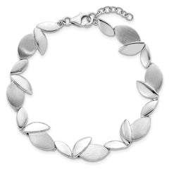Sterling Silver RH-plated Brushed/Polished 7.5 w/.75in ext. Bracelet