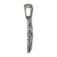 Sterling Silver Antiqued Floral 24mm Round Disc Pendant