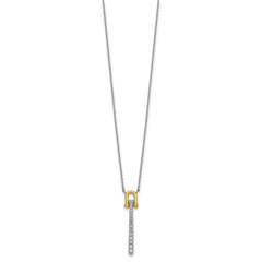 Sterling Silver Gold-tone CZ Polished 16 inch with 1.25 inch Extension Necklace