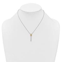 Sterling Silver Gold-tone CZ Polished 16 inch with 1.25 inch Extension Necklace