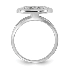 Sterling Silver Rhodium-plated Polished Filigree Mother of Pearl Filigree Circle Size 7 Ring