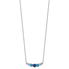 Sterling Silver Rhodium-plated Polished Lab Created Spinel/Lab Created Aquamarine/CZ  16 Inch with 2 Inch Extension Necklace