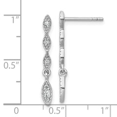 Sterling Silver Rhodium-plated Polished Fancy CZ Drop Dangle Post Earrings