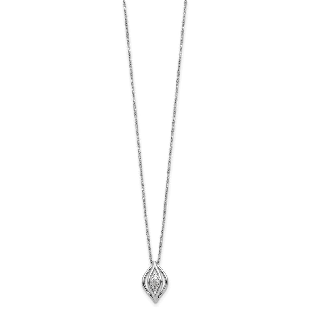 Sterling Silver Rhodium-plated Marquise CZ Polished Fancy Oval 18 inch Necklace
