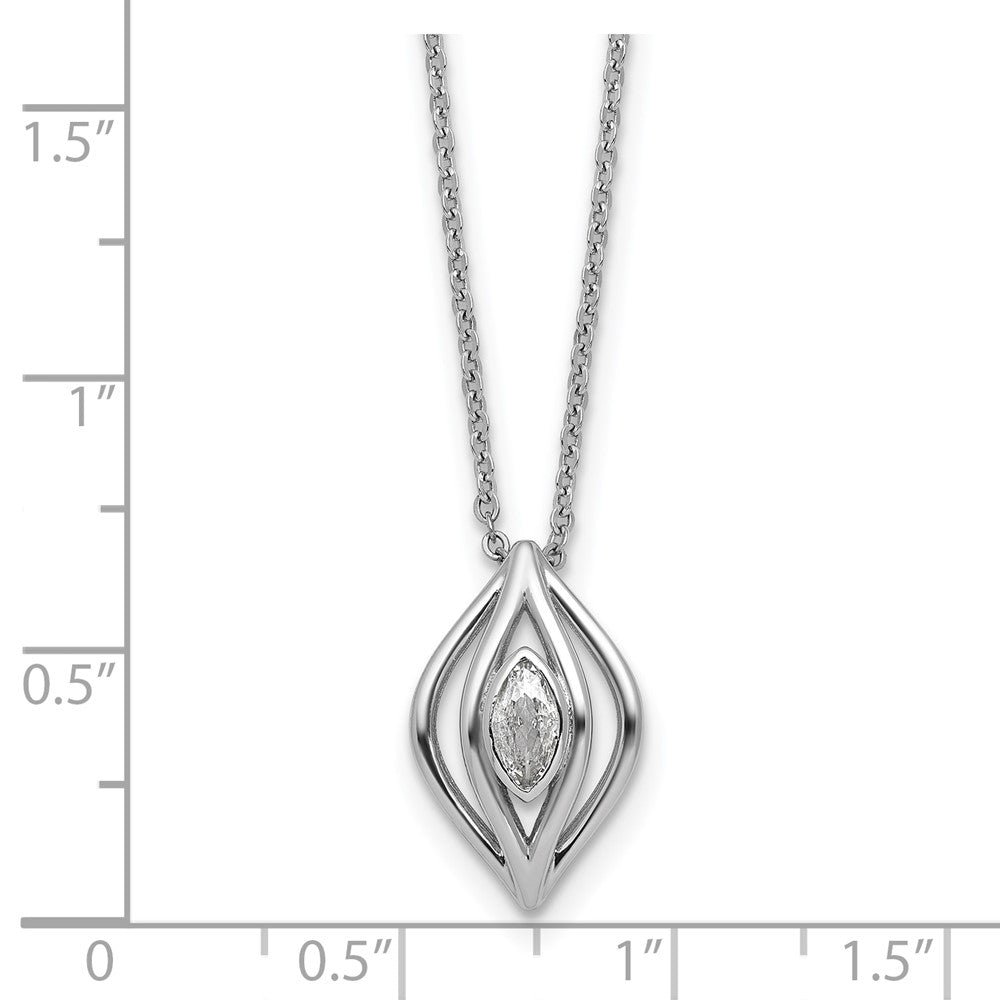 Sterling Silver Rhodium-plated Marquise CZ Polished Fancy Oval 18 inch Necklace