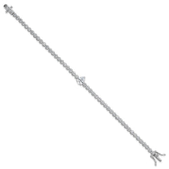 Sterling Silver Rhodium-plated Polished Round and Pear Teardrop CZ 7.25 Inch Bracelet