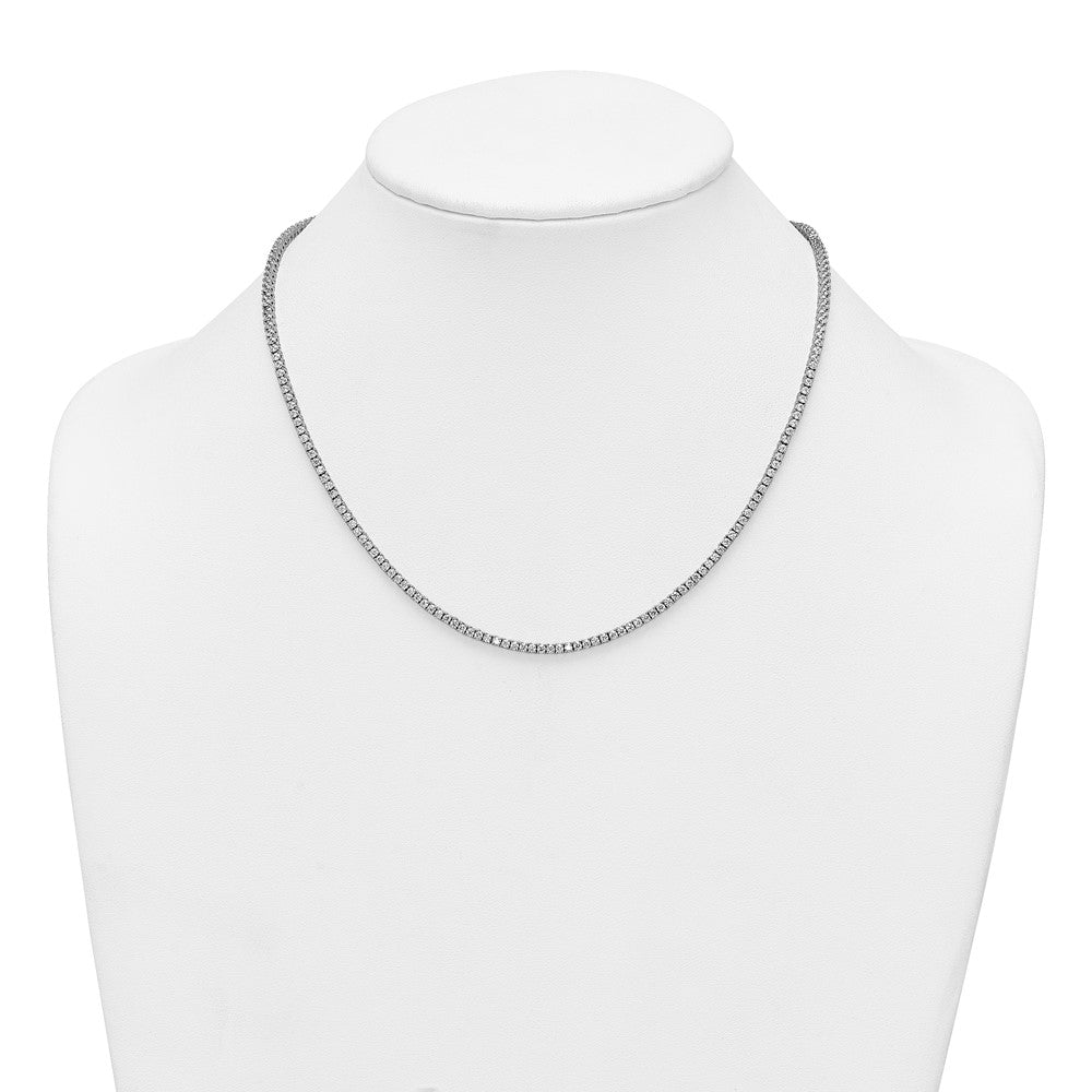 Sterling Silver Rhodium-plated CZ 18 inch Tennis Necklace
