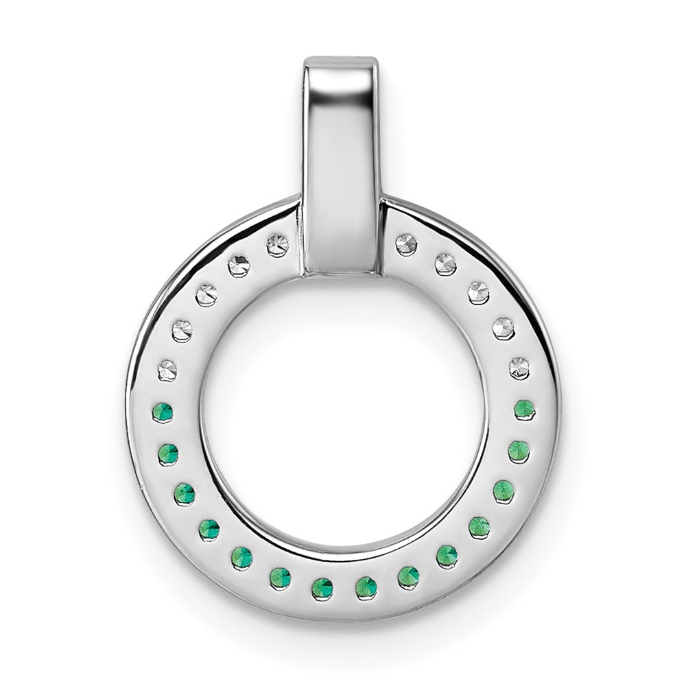 Sterling Silver Rhodium-plated White and Green CZ Open Circle Pendant