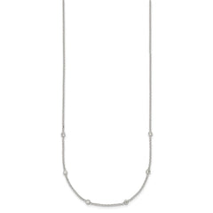 Sterling Silver Polished White CZ 6-Station 16.5 with 1 inch Extension Necklace