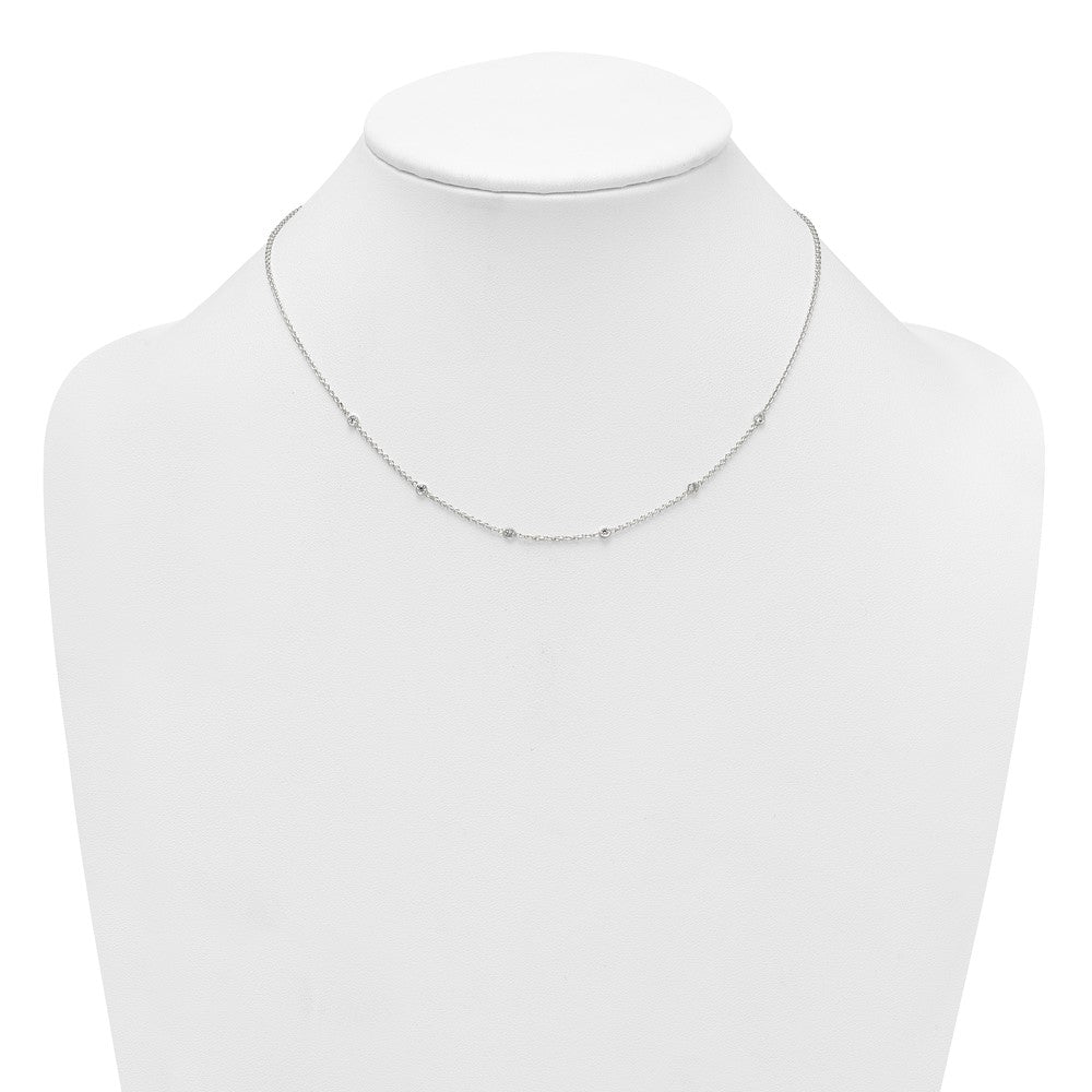 Sterling Silver Polished White CZ 6-Station 16.5 with 1 inch Extension Necklace