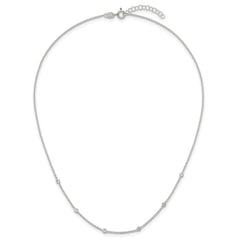 Sterling Silver Polished White CZ 6-Station 16.5 with 1 inch Extension Necklace
