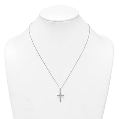 Sterling Silver Rhodium-plated Polished CZ Heart Cross 20 inch with 3 inch Extender Necklace