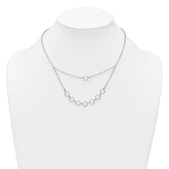 Sterling Silver Polished and Textured Circles Multi-strand 16 inch with 2 inch Extension Necklace