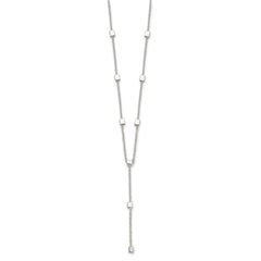 Sterling Silver Polished Cube Bead 16 inch Lariat Necklace