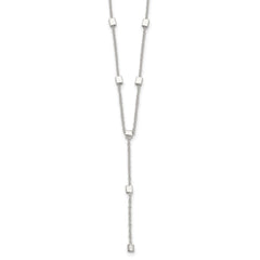 Sterling Silver Polished Cube Bead 16 inch Lariat Necklace