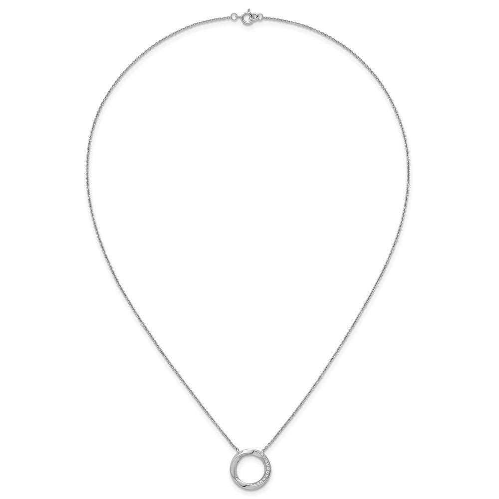 Sterling Silver Rhodium-plated Polished Twisted CZ Circle 17.75 inch Necklace