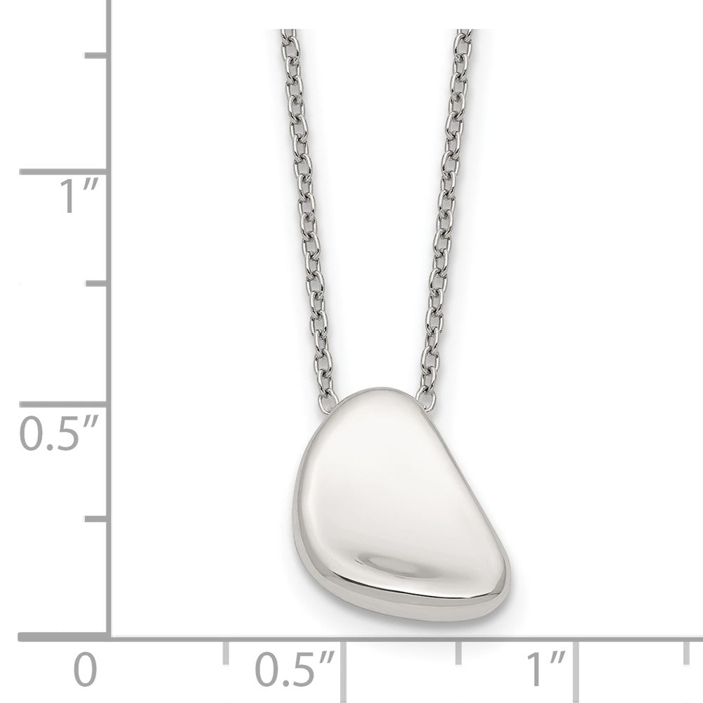 Sterling Silver Polished Pebble 16 Inch with 2 Inch Extension Necklace