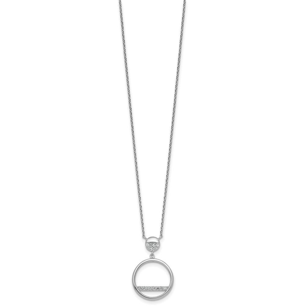 Sterling Silver Rhodium-plated Polished CZ Divided Circle 17.75 inch Necklace