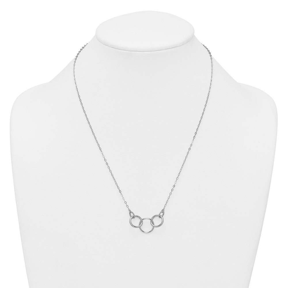 Sterling Silver Rhodium-plated Polished Twisted Ovals and 3 Circles 18.5 inch with 2 inch Extender Necklace