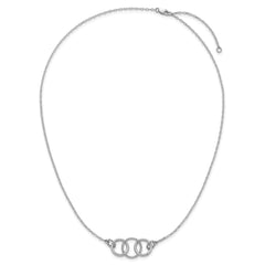 Sterling Silver Rhodium-plated Polished Twisted Ovals and 3 Circles 18.5 inch with 2 inch Extender Necklace