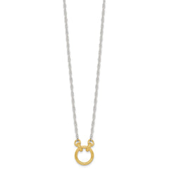 Sterling Silver with Gold-tone Polished and Textured Circle 16 inch Link Necklace