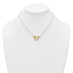 Sterling Silver with Gold-tone Polished and Textured Circle 16 inch Link Necklace