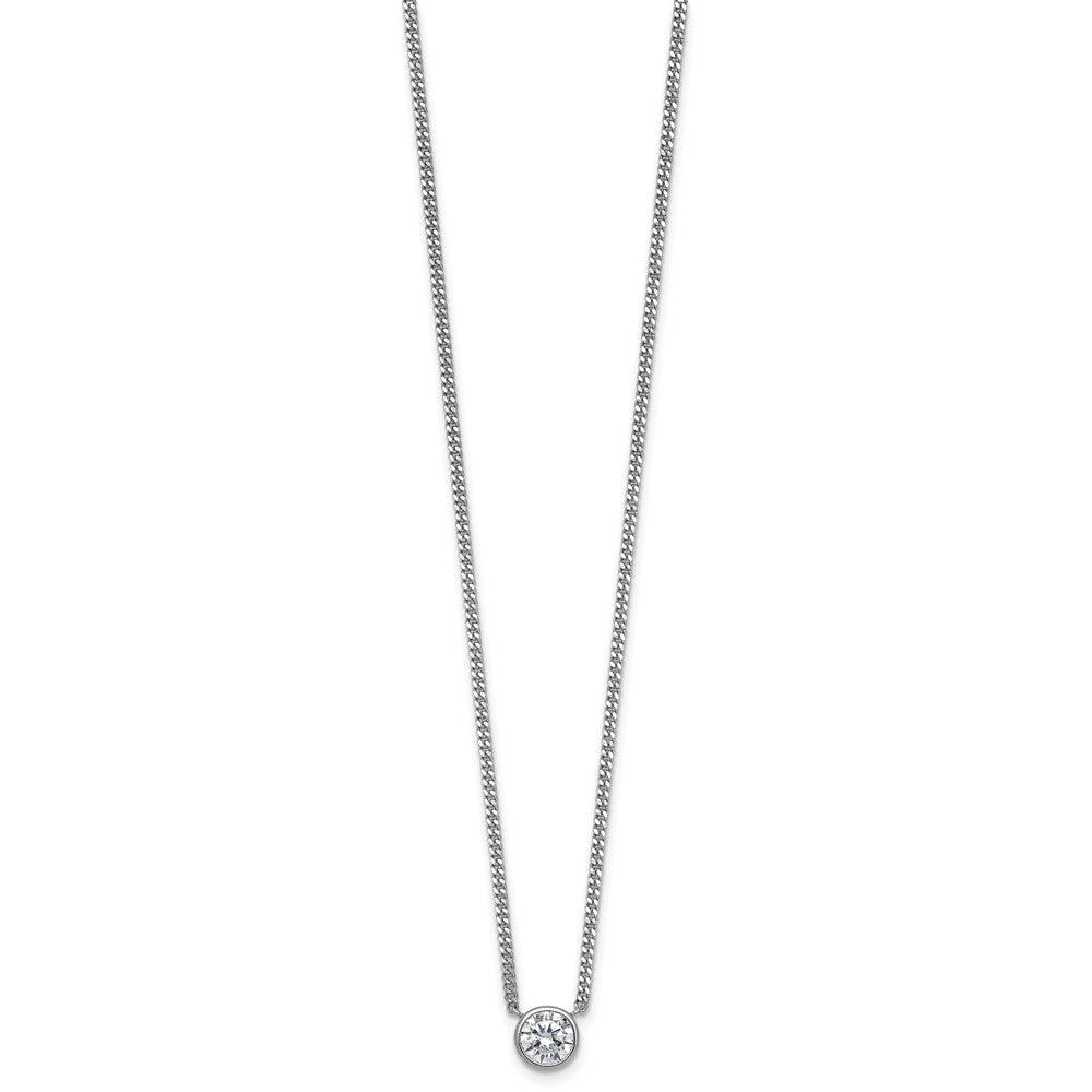 Sterling Silver Rhodium-plated Polished 7.00mm Bezel-set CZ 18 inch Necklace