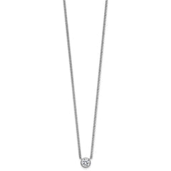 Sterling Silver Rhodium-plated Polished 7.00mm Bezel-set CZ 18 inch Necklace