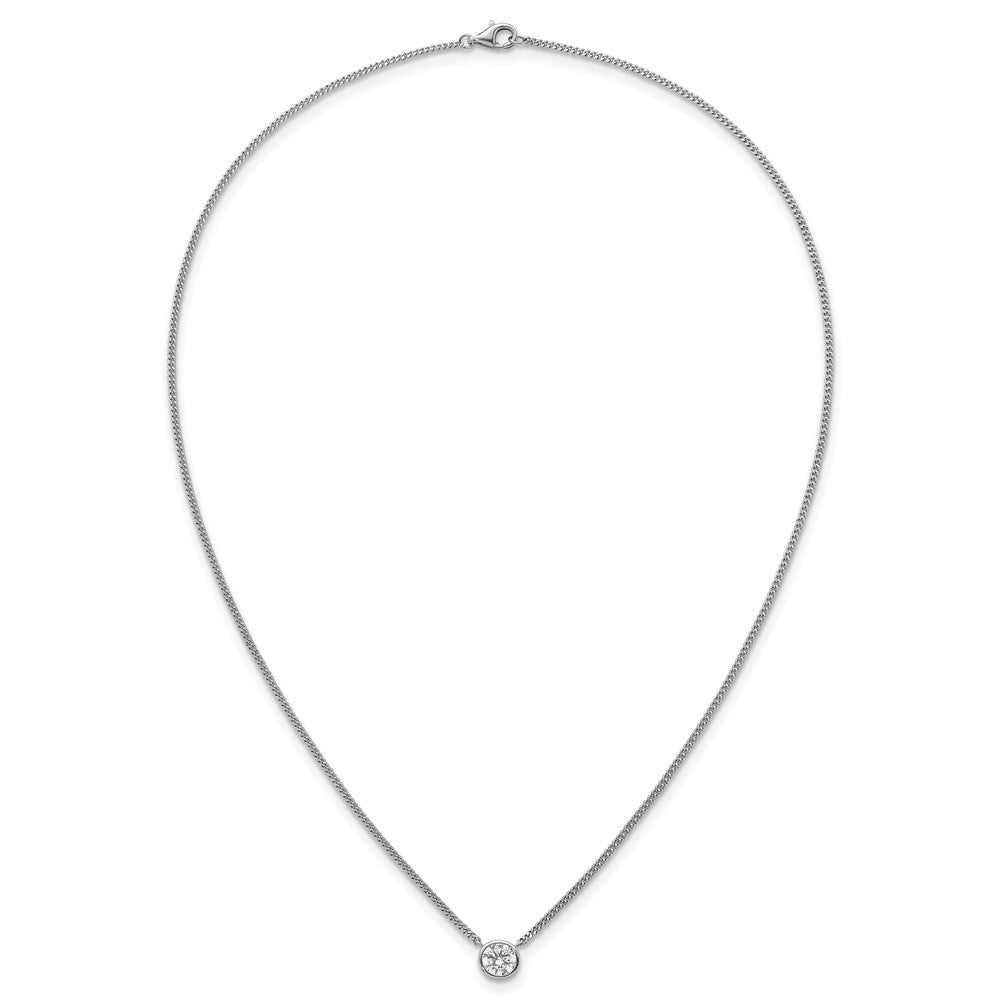 Sterling Silver Rhodium-plated Polished 7.00mm Bezel-set CZ 18 inch Necklace
