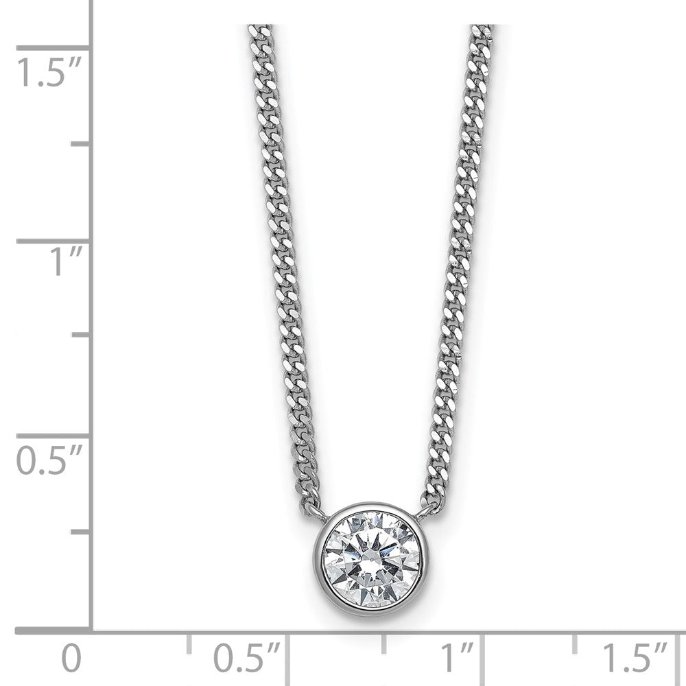 Sterling Silver Rhodium-plated Polished 7.00mm Bezel-set CZ 18 inch Necklace