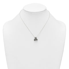 Sterling Silver Polished and Antiqued Beaded Trinity Charm 16 inch Necklace