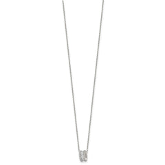 Sterling Silver Polished CZ Circle Bead 16 Inch with 2 Inch Extension Necklace