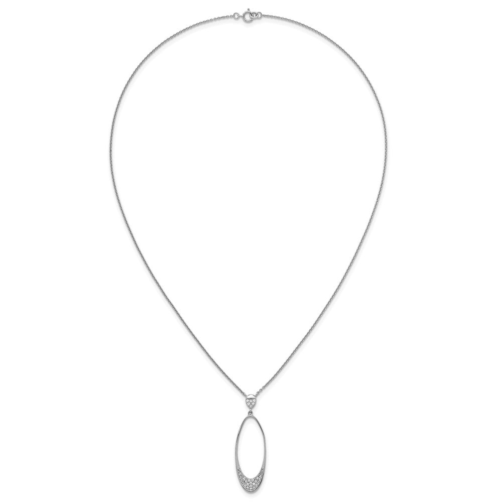 Sterling Silver Rhodium-plated Polished CZ Oval 17.75 Inch Necklace