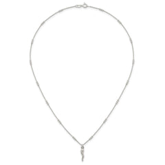 Sterling Silver Polished and Beaded Italian Horn 18 Inch Necklace
