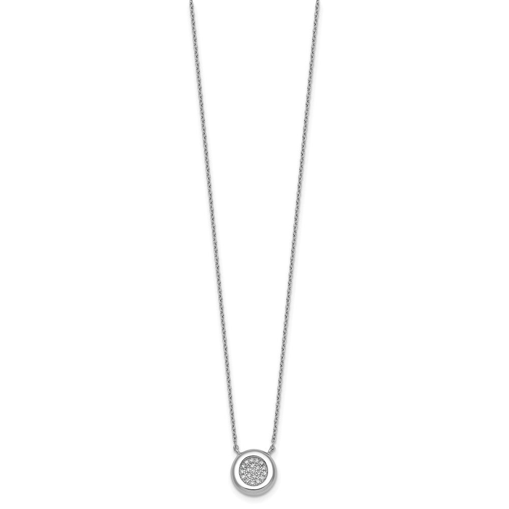 Sterling Silver Rhodium-plated CZ Round Cluster 16 inch with 1 inch Extension Necklace