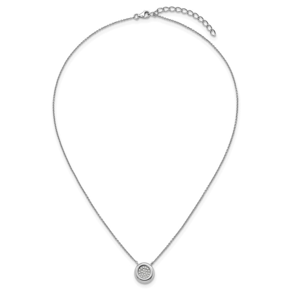 Sterling Silver Rhodium-plated CZ Round Cluster 16 inch with 1 inch Extension Necklace