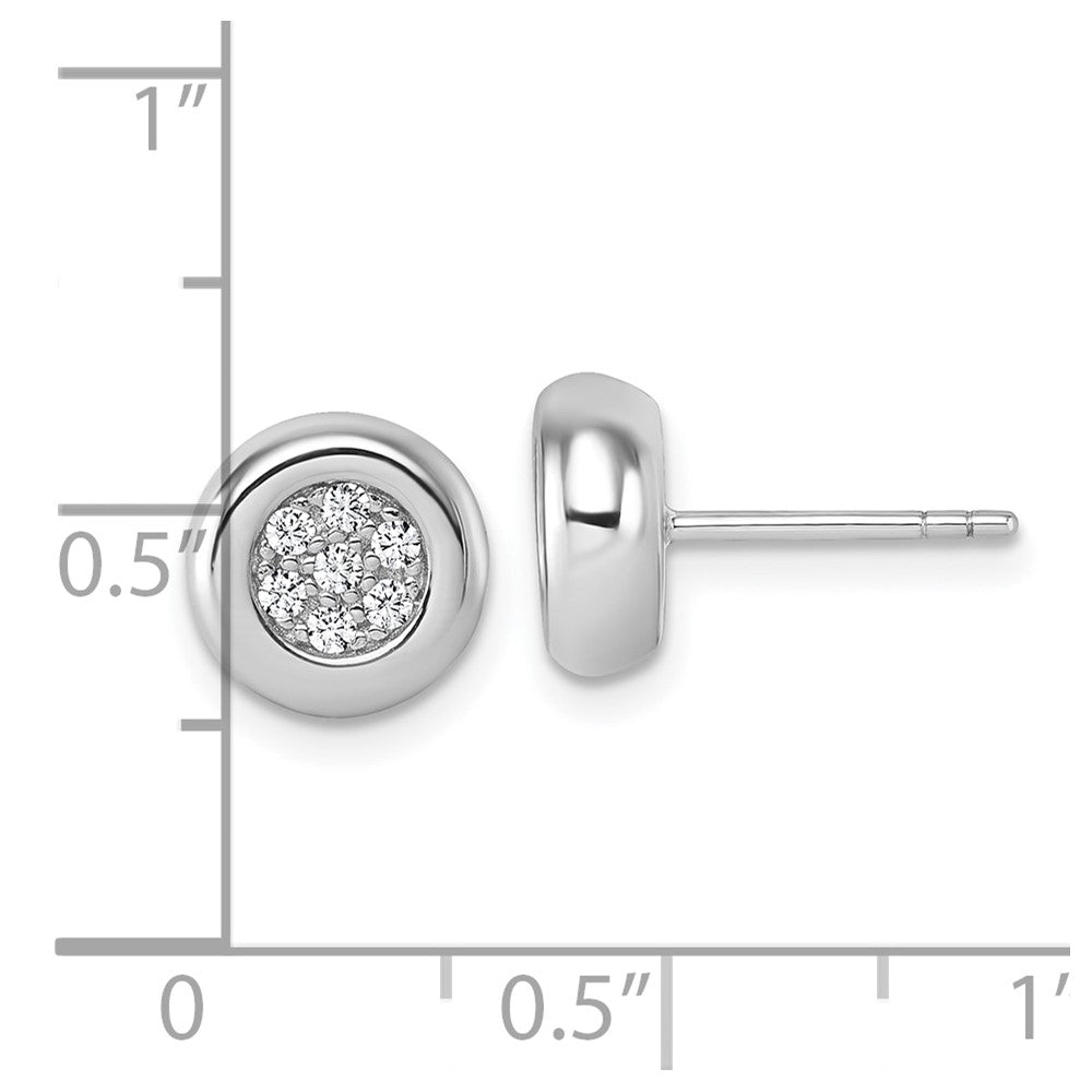 Sterling Silver Rhodium-plated CZ Round Cluster Post Earrings