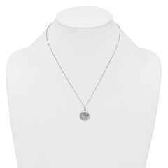 Sterling Silver Rhodium-plated Brushed CZ Circle 17.5 inch Necklace
