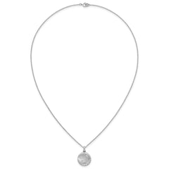 Sterling Silver Rhodium-plated Brushed CZ Circle 17.5 inch Necklace