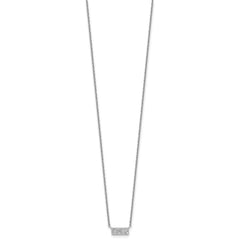 Sterling Silver Rhodium-plated Polished CZ Bar 17.5 Inch Necklace