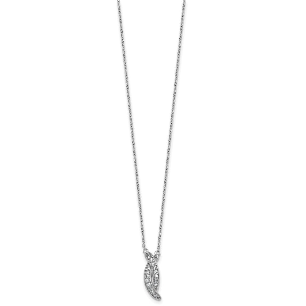 Sterling Silver Rhodium-plated Polished Fancy CZ -X- 16 Inch with 1.25 Inch Extension Necklace